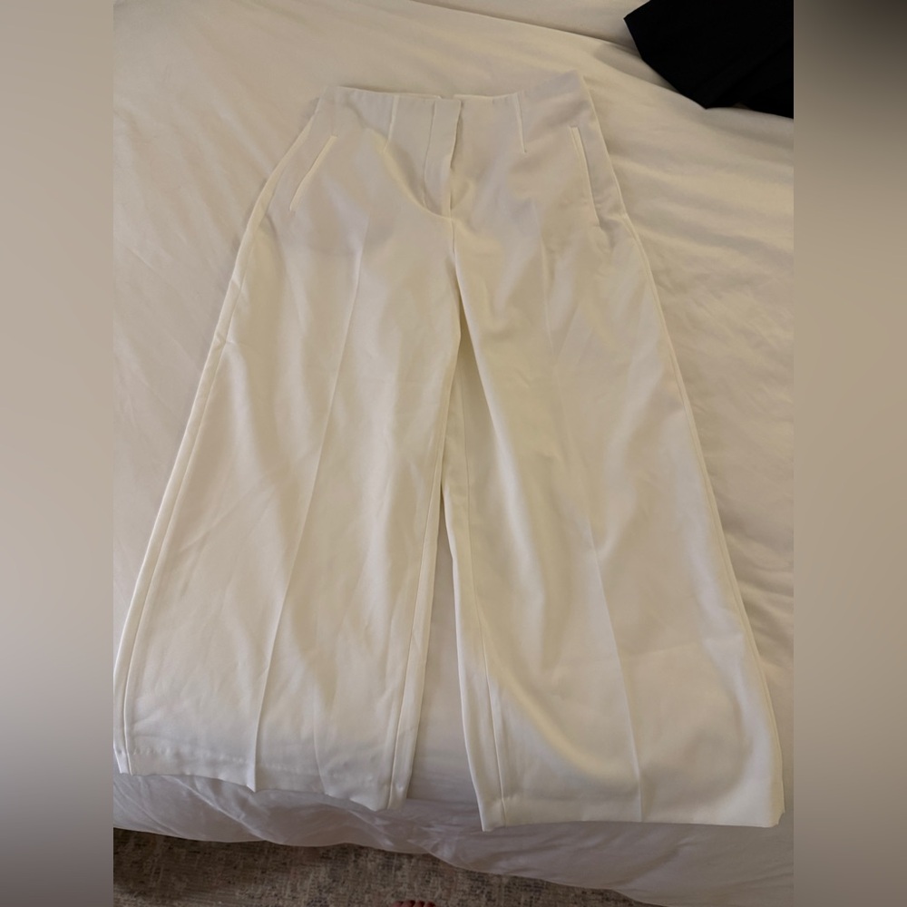 ZARA Culottes Wide Leg Trousers - Cream/White | Size L